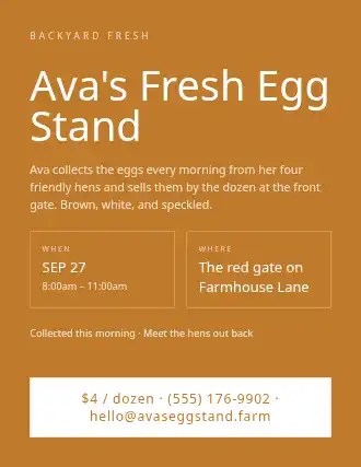 Ava's Fresh Egg Stand — Kid Ventures flyer template