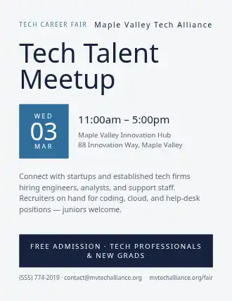 Tech Talent Meetup — Job Fairs flyer template
