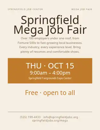 Springfield Mega Job Fair — Job Fairs flyer template