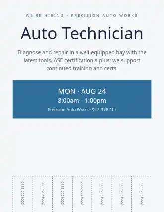 Auto Technician — Jobs flyer template