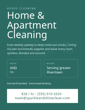Home & Apartment Cleaning — Services Offered template