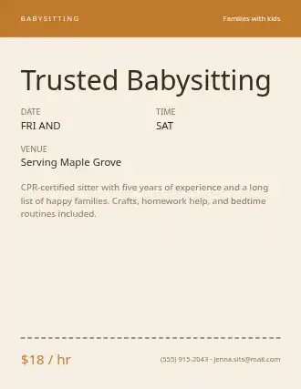 Trusted Babysitting — Services Offered template