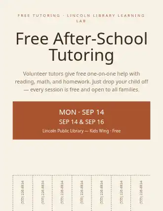 Free After-School Tutoring — Free Services template