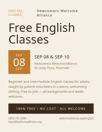 Free English Classes — Free Services template