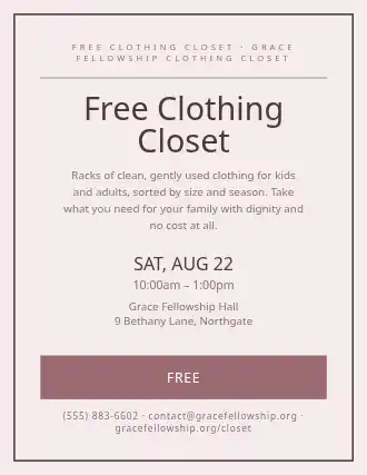 Free Clothing Closet — Free Services template