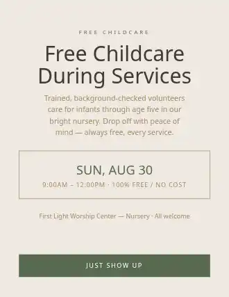 Free Childcare During Services — Free Services flyer template