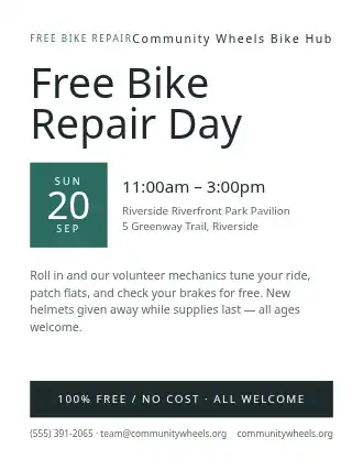 Free Bike Repair Day — Free Services flyer template