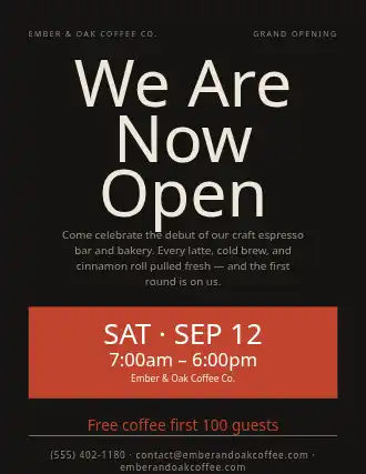 We Are Now Open — Grand Openings template