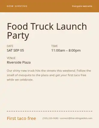 Food Truck Launch Party — Grand Openings template