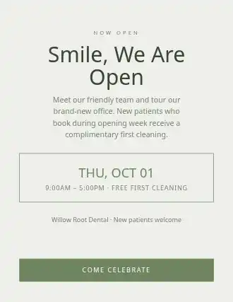 Smile, We Are Open — Grand Openings flyer template