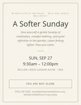 A Softer Sunday — Mental Health flyer template