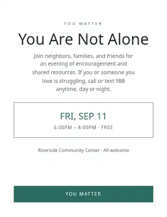 You Are Not Alone — Suicide Prevention template