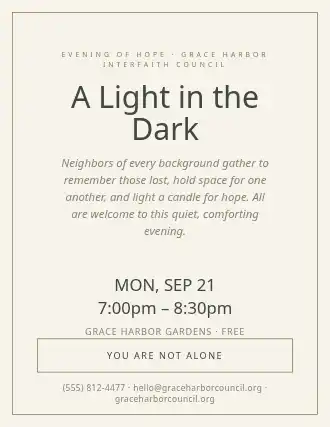 A Light in the Dark — Suicide Prevention flyer template