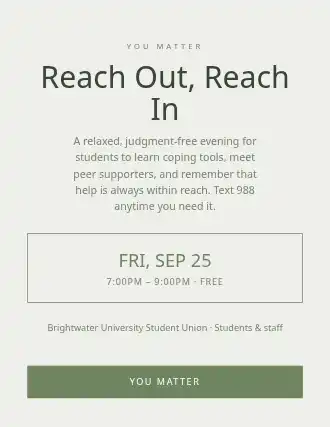 Reach Out, Reach In — Suicide Prevention flyer template