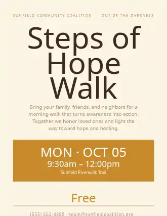 Steps of Hope Walk — Suicide Prevention flyer template