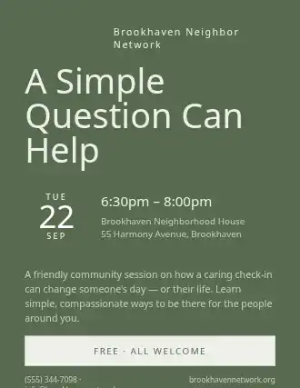 A Simple Question Can Help — Suicide Prevention flyer template