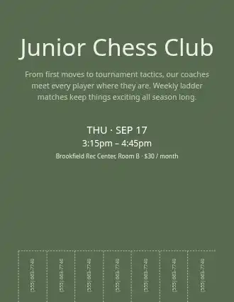 Junior Chess Club — After School Programs template