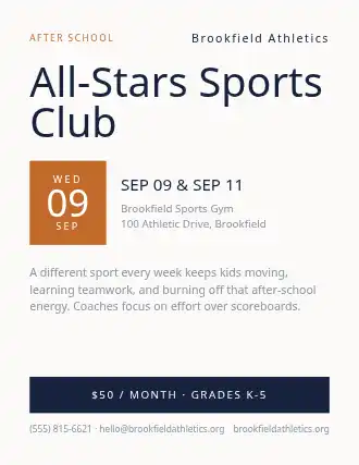 All-Stars Sports Club — After School Programs template