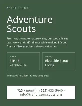 Adventure Scouts — After School Programs flyer template