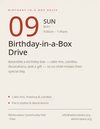 Birthday-in-a-Box Drive — Drives flyer template