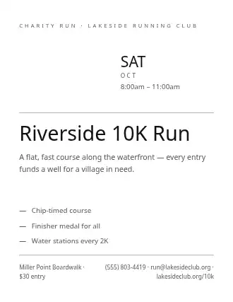 Riverside 10K Run — Print Ready template