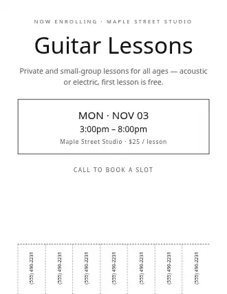 Guitar Lessons — Print Ready flyer template