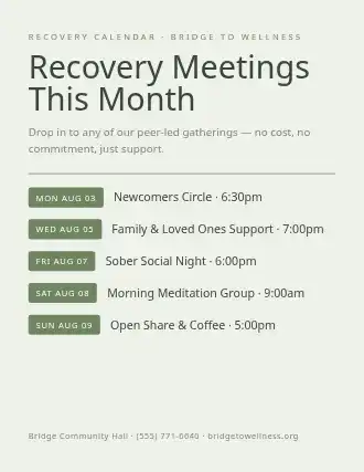 Recovery Meetings This Month — Addiction Recovery flyer template