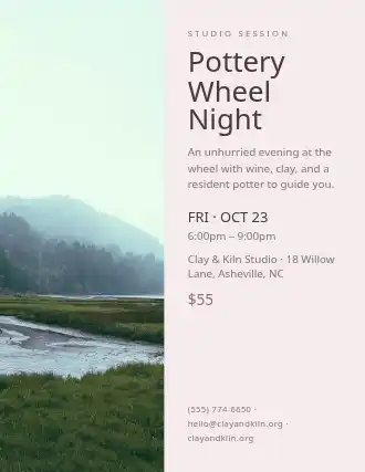 Pottery Wheel Night — Artist Studios flyer template