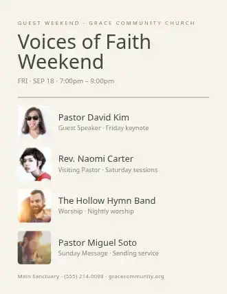 Voices of Faith Weekend — Church Events flyer template