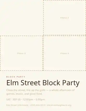 Elm Street Block Party — Community & Events flyer template