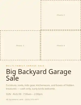 Big Backyard Garage Sale — Garage Sales flyer template