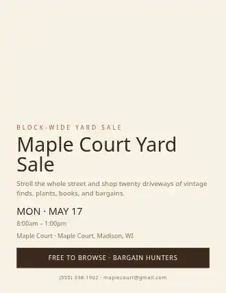Maple Court Yard Sale — Garage Sales flyer template