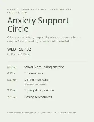 Anxiety Support Circle — Mental Health flyer template