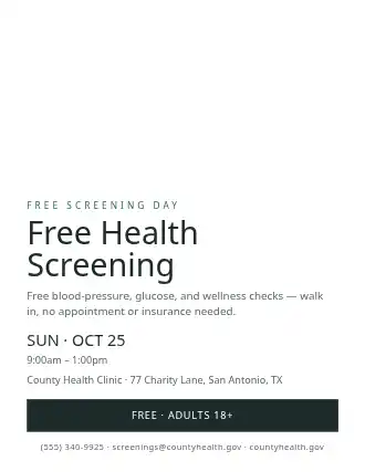 Free Health Screening — Preventions flyer template