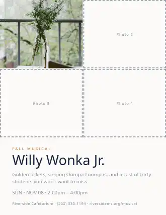 Willy Wonka Jr. — School Plays flyer template