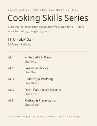 Cooking Skills Series — Skills flyer template