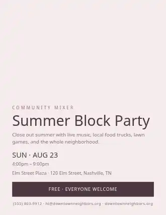 Summer Block Party — Social Events flyer template