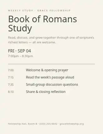 Book of Romans Study — Studies flyer template