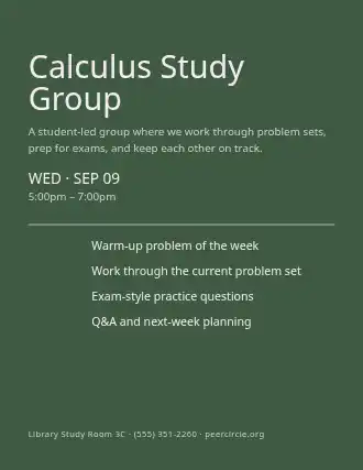 Calculus Study Group — Study Groups flyer template