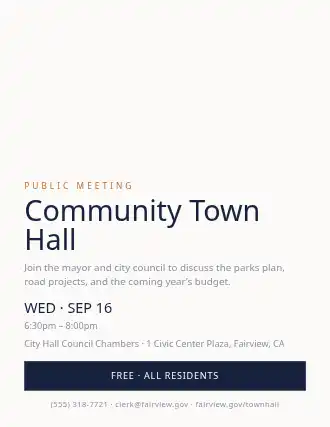 Community Town Hall — City Services flyer template