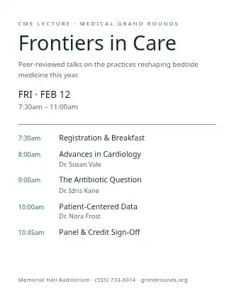 Frontiers in Care — Speakers flyer template