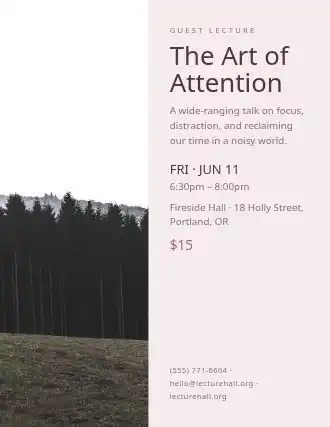 The Art of Attention — Speakers flyer template
