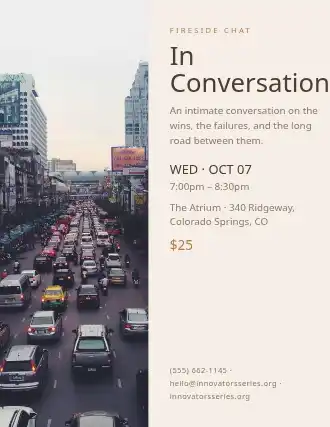 In Conversation — Speakers flyer template