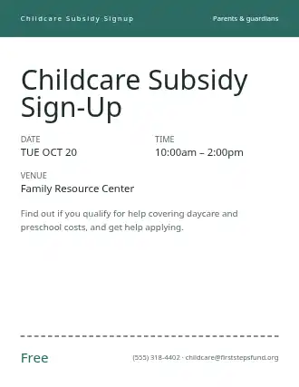 Childcare Subsidy Sign-Up — Social Services template