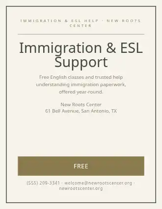 Immigration & ESL Support — Social Services flyer template