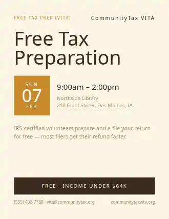 Free Tax Preparation — Social Services flyer template