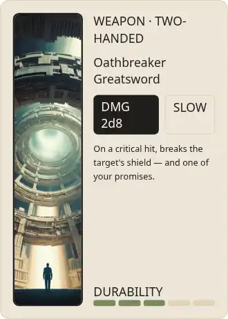 Oathbreaker Greatsword — Dungeon Gear — Dungeon Gear gamecard template