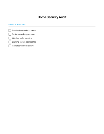 Home Security Audit — Systems & Safety template
