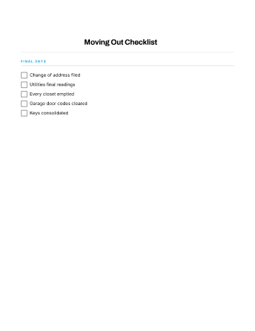 Moving Out Checklist — Buying & Selling template