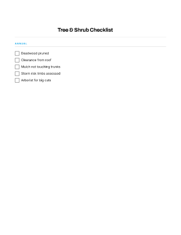 Tree & Shrub Checklist — Yard & Outdoor template
